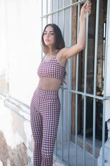 CHECKERED MERLOT TOP