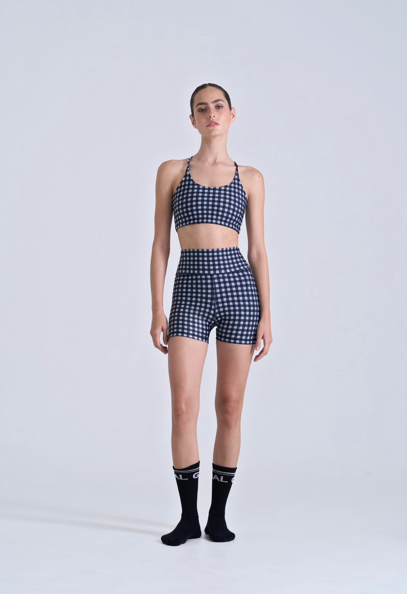 SHORT CHECKERED NAVY