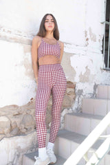 CHECKERED MERLOT TOP